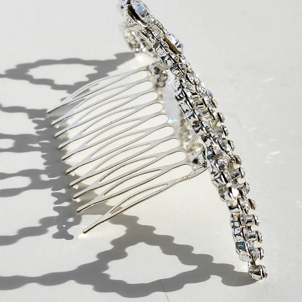 Mini Crystal Rhinestone Crown Hair Comb Princess Tiara Crown Headpiece - Picture 4 of 5